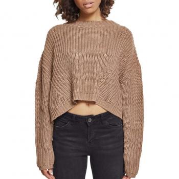 Urban Classics Women's Wide Oversize Sweater in Gray and Dark Brown