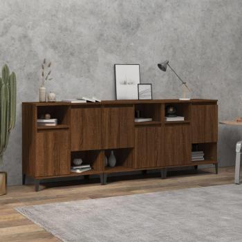 Aparadores 3 uds madera contrachapada marrón roble 60x35x70 cm Mueble de Almacenaje de Salón, Buffet para salón, Armario Auxiliar, Armario de Almacenamiento