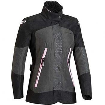 Chaqueta textil de moto Ixon Bloom para damas - Antracita/Negro/Rosa - Talla XS