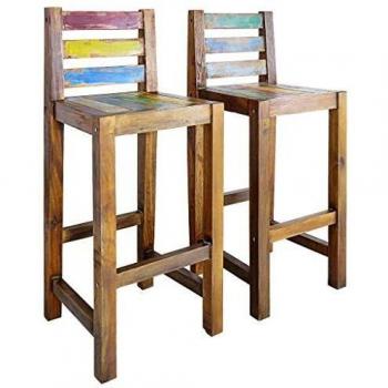 vidaXL 2X Taburetes Madera Reciclada 40x40x106 cm Bancos Sillas Asiento Mueble