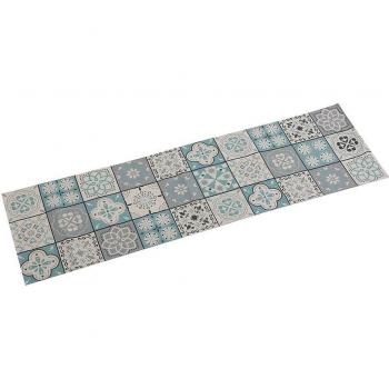 Camino de Mesa de Poliéster con Diseño de Mosaico en Tonos Mint