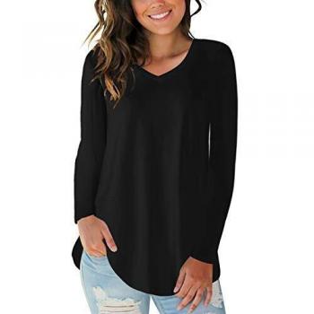 CNFIO Camiseta Mujer Manga Larga Cuello Redondo Blusas para Mujer Suelta Gradiente Efecto TeñidoTops Mujer Fiesta
