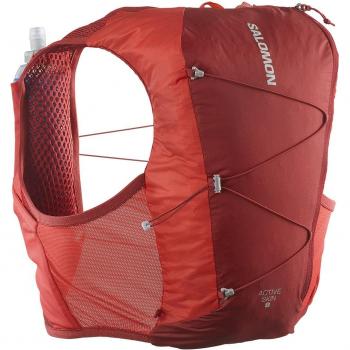 Chaleco de running unisex Salomon Active Skin 8 con bidones incluidos - Rojo