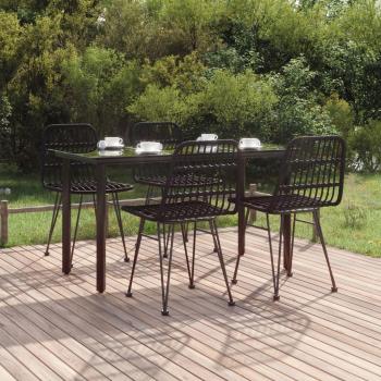 5 Piece Black Poly Rattan Garden Dining Set
