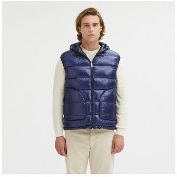 Centogrammi Reversible Hooded Duck Feather Vest in Blue/Grey - XXL