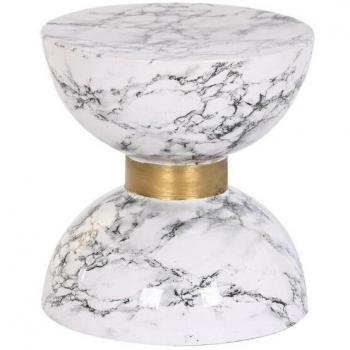 Mesa auxiliar DKD Home Decor, color blanco, material hierro, dimensiones 33 x 33 x 35 cm