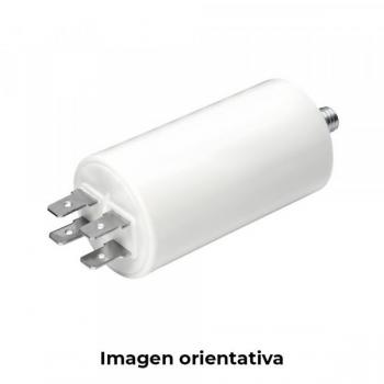 Condensador MKA 3 Uf 5% 450 V con Espiga M8 y Faston Simple 6,35 - Blanco