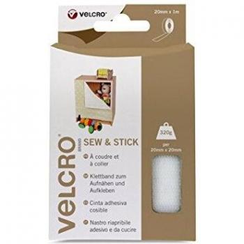 VELCRO Brand Cinta adhesiva cosible 20mm x 1m Blanco