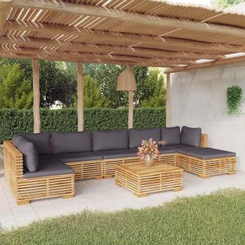 8 Piece Solid Teak Wood Garden Lounge Set with Cushions