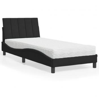 Cama con colchón terciopelo negro 80x200 cm