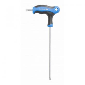 Llave Torx tipo T Hogert Technik HT1W875 - 40 mm de diámetro, llave de seguridad Torx I, mango en T, llave hexagonal interior de acero S2, resistente a la deformación