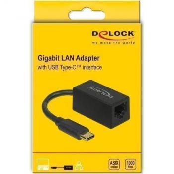 Adaptador USB 3.2 Gen 1 Tipo C a RJ45 Gigabit Ethernet 10/100/1000 Mbps compacto negro