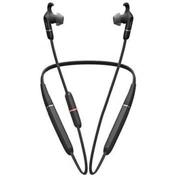 Jabra Evolve 65e, Auriculares Bluetooth Certificados por Microsoft con Cancelación Activa de Ruido y Banda para Cuello, Para Llamadas, Müsica y Alertas por Vibración, Negro