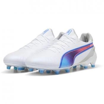 Puma Botas de Fútbol King Ultimate FG/AG - Diseño clásico, parte superior de cuero suave, tecnología de control de balón, suela con tacos para césped natural y artificial, ajuste cómodo y soporte en el tobillo