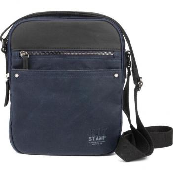 STEPPING STRONG STAMP - Bolso bandolera de hombre en lona encerada azul