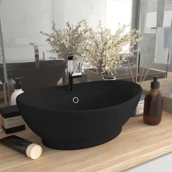Lavabo lujoso con rebosadero cerámica negro mate 58,5x39 cm