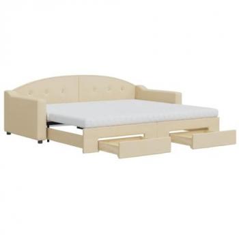 Sofá Cama Nido con Cajones de Tela Color Crema 90x200 cm