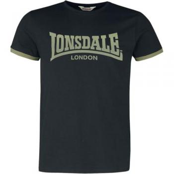 Camiseta Lonsdale Townhead Negra/Oliva de Manga Corta para Hombre, 100% Algodón