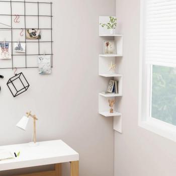 Estante de pared angular blanco multicapa 20x20x127,5 cm