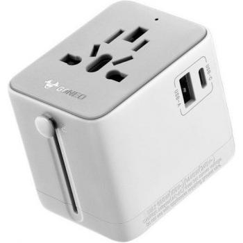 Adaptador de Viaje Universal Goneo 15W/20W con 2 Enchufes AC, 1 USB-C y 1 USB-A, Compatible con CA, UE, EE. UU., Reino Unido y Australia