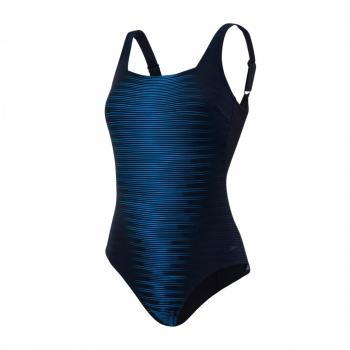 Speedo Auragleam Bañador, Mujer, Negro/Gris óxido/Azul Windsor, 38