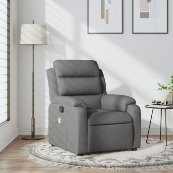 Sillón de masaje reclinable de tela en gris claro, gris oscuro y negro - Sillón cómodo para dormitorio, silla relax, sofá