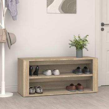 Mueble Zapatero de Madera Contrachapada Roble Sonoma 100x35x45 cm Marrón
