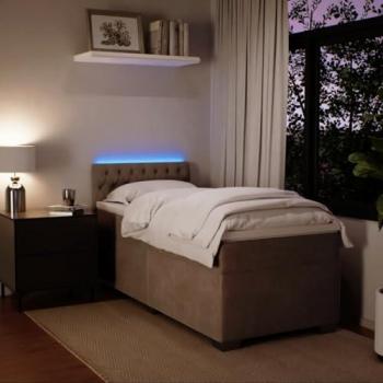Cama box spring con colchón de muelles terciopelo gris claro 90x190 cm