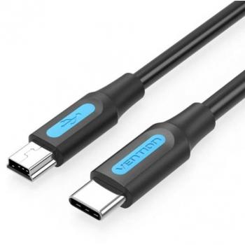 Cable USB 2.0 Tipo-C Vention COWBD de Alta Velocidad y Carga Rápida - Conector USB Tipo-C Macho a MiniUSB Macho de 50cm en Color Negro