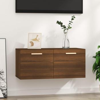 Armario de pared madera contrachapada marrón roble 80x35x36,5 cm