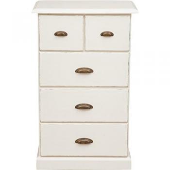 Cajonera Country de Madera Maciza de Tilo con Acabado Blanco Envejecido 63x41x100 cm