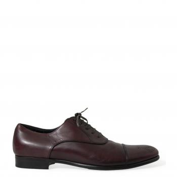 Dolce & Gabbana Bordeaux Leather Men Formal Derby Dress Shoes - EU44/US11