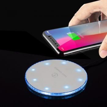 Cargador Inalámbrico TKEY 10W con Luz LED de Respiración para Móviles Qi - Compatible con iPhone 11, X, XS, 8 y Samsung S9 Plus, Xiaomi Note 10