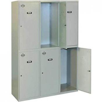 Taquilla profesional montada 3 cuerpos 2 puertas cada uno Gris/Gris Simonrack 1800x900x500 mms - Taquilla metálica - Taquilla para gimnasio - Taquilla de vestuario - Se entrega montado