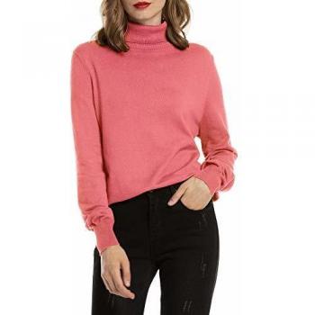 Woolen Bloom Jersey Cuello Alto Camiseta Manga Larga Sueter Invierno Jersey Basico Suelto Jerseys Camisa Tops Pull-Over Suéter Mujer Primavera Otoño