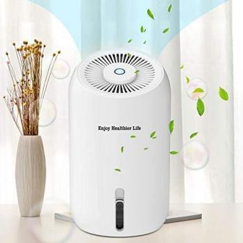 Qfun Deshumidificador Electrico Portátil 1000ml Deshumificadores de Humedad, Silencioso, 7 Colores LED, Compacto,Bajo Consumo de Energía, Ideal para Cocina, Dormitorio