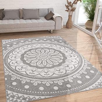 Alfombra Boho Oriental Moderna para Interior y Exterior 80x250 cm, Color Gris