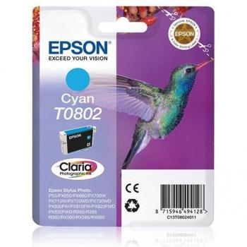 Cartucho de Tinta Original Epson T0802 Cyan Claria con Alarma - 435 Páginas