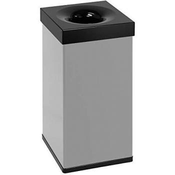 Papelera Cuadrada de Aluminio 55L - Diseño Moderno en Gris y Negro