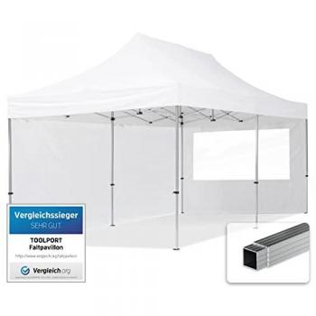 Carpa Plegable Toolport Gazebo 3x6m con Estructura de Aluminio y Laterales Repelentes al Agua, Color Blanco, Ideal para Jardines y Eventos