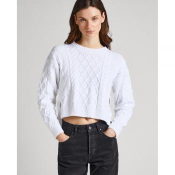 Jersey Dream blanco Pepe Jeans - Suéter de mujer con detalles calados y lazos en laterales