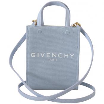 Blue Coated Canvas Women's Mini Tote Bag with Vertical Design