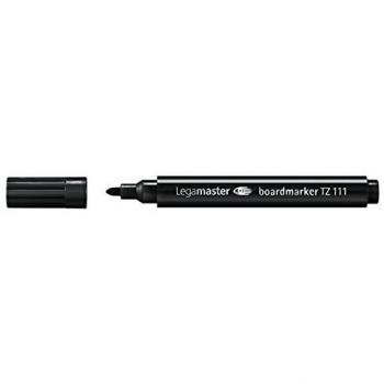 Rotuladores Legamaster Mini TZ 111 - Caja de 10 Unidades, Rellenables, Color Negro, Punta de 1mm