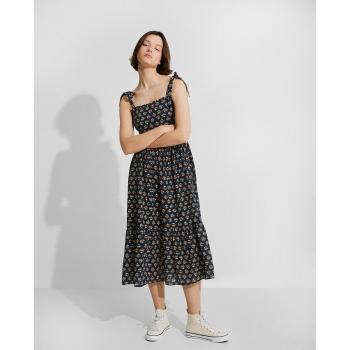 NAËLLE - Vestido midi de tirantes de algodón con estampado abstracto