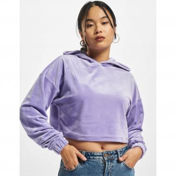 Urban Classics Ladies Cropped Velvet Oversized Hoody in Lavender 3XL