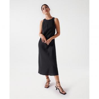 Vestido midi de lino con abertura en la espalda Salsa Jeans