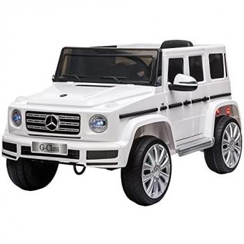 HOMCOM Coche Eléctrico para Niños de +3 Años Benz G500 Todoterreno de Batería 12 V con Control Remoto, Música, Bocina, Velocidad 3-5 km/h