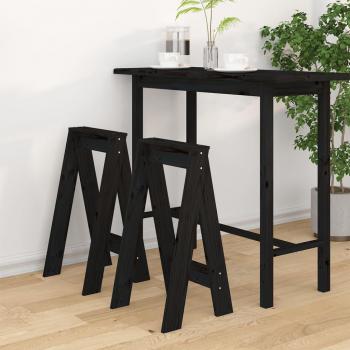 Taburetes 2 piezas negro 40x40x75 cm madera maciza de pino