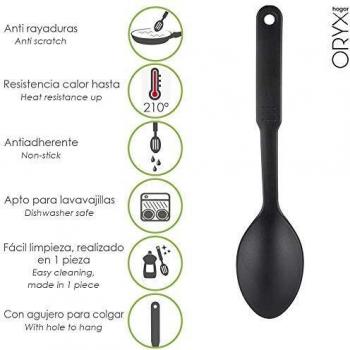 ORYX 5076002 Cuchara Cocina Nylon Basic 30,5 x 7 cm, Negro