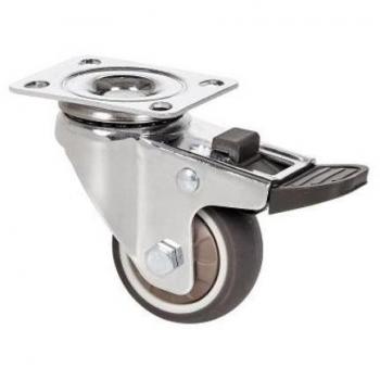 Rueda Giratoria de Placa con Freno Goma Gris 60mm